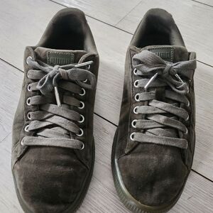 Women's Puma Clyde Olive Green Velvet Sneakers